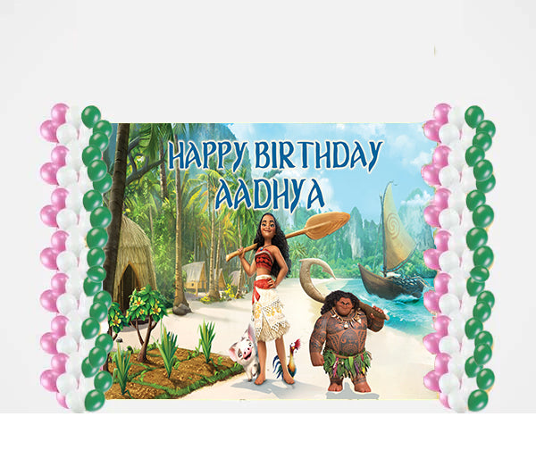 Moana Theme Birthday Party Decoration kit with Backdrop & Balloons