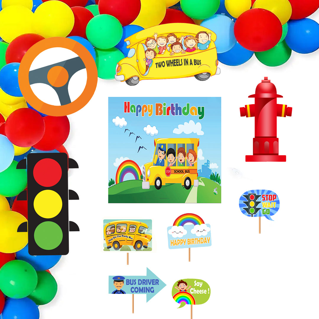 Wheels on the Bus Theme Party Complete Set for Decoration
