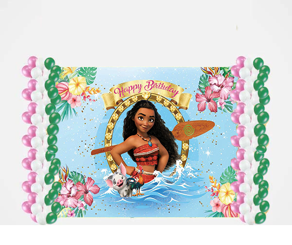 Moana Theme Birthday Party Decoration kit with Backdrop & Balloons