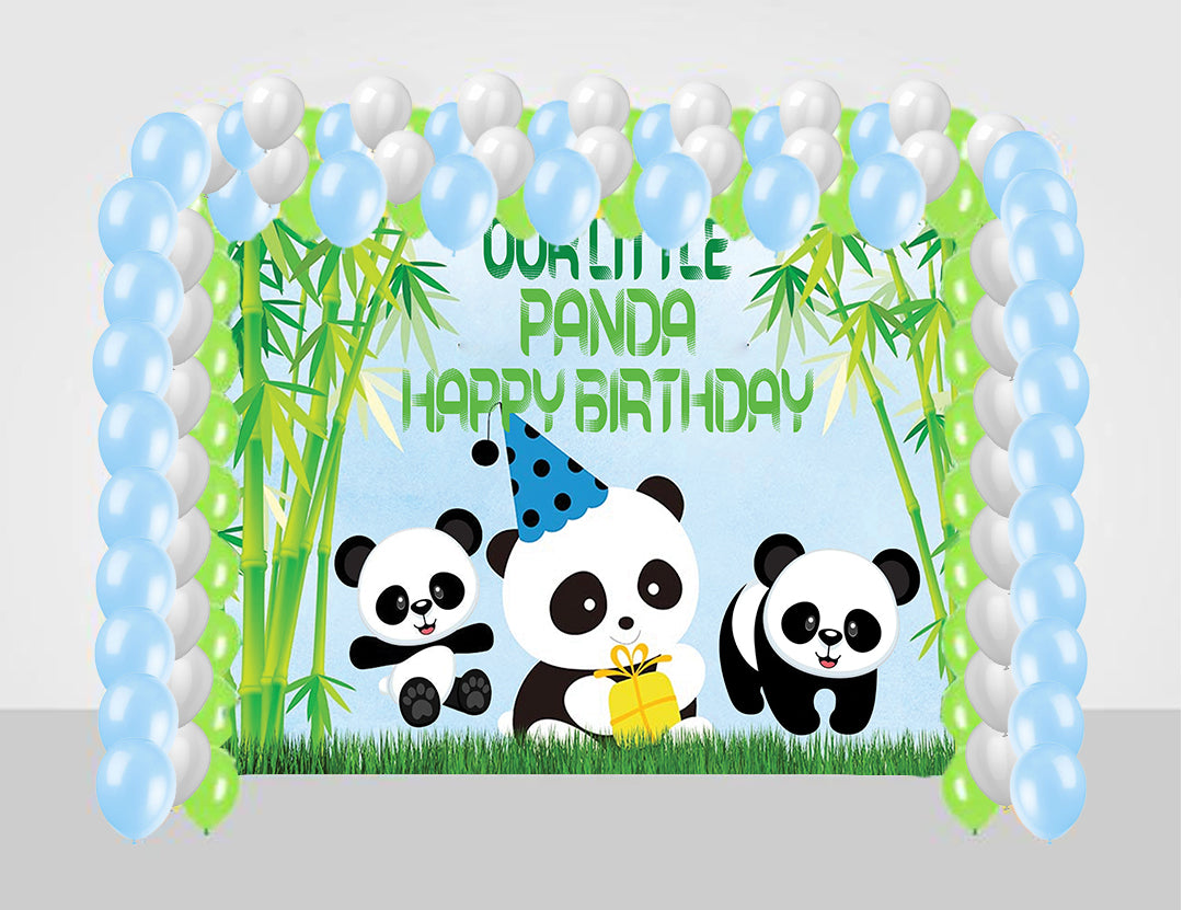 Panda Theme Birthday Party Decoration kit with Backdrop & Balloons
