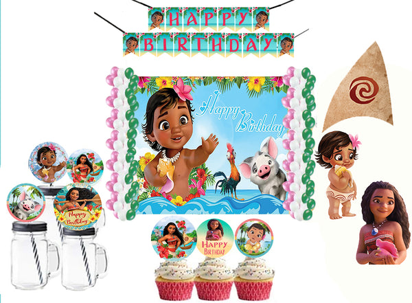 Moana Theme Birthday Party Combo Kit with Backdrop & Decorations