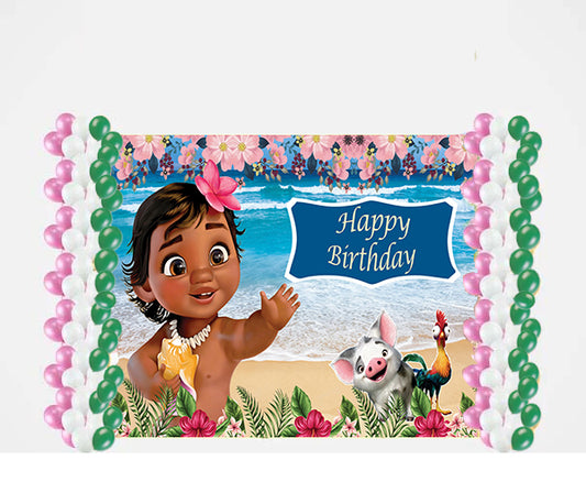 Moana Theme Birthday Party Decoration kit with Backdrop & Balloons