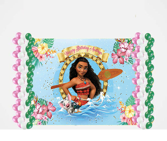 Moana Theme Birthday Party Decoration kit with Backdrop & Balloons