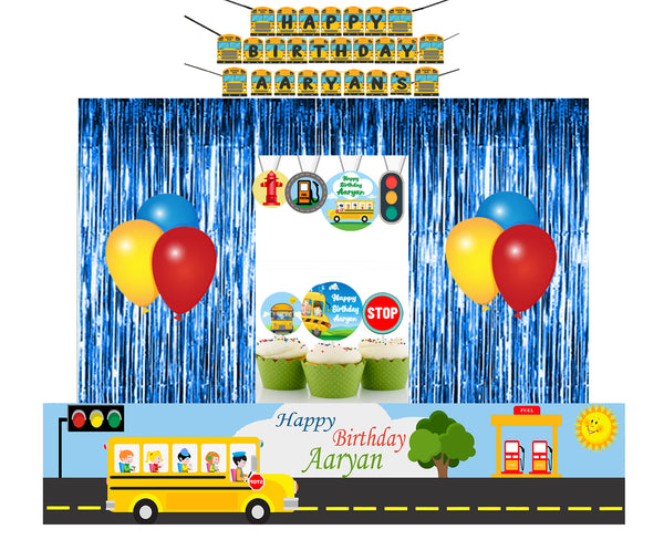 Wheels on the Bus Theme Birthday Party Decoration Kit