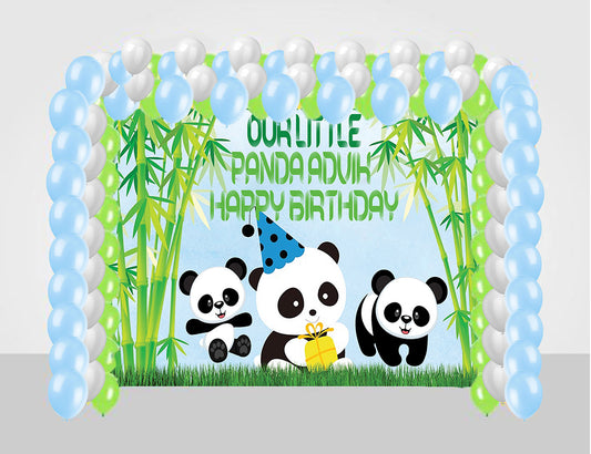 Panda Theme Birthday Party Decoration kit with Backdrop & Balloons