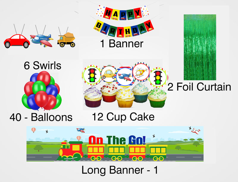 Transport Theme Birthday Party Decoration Kit