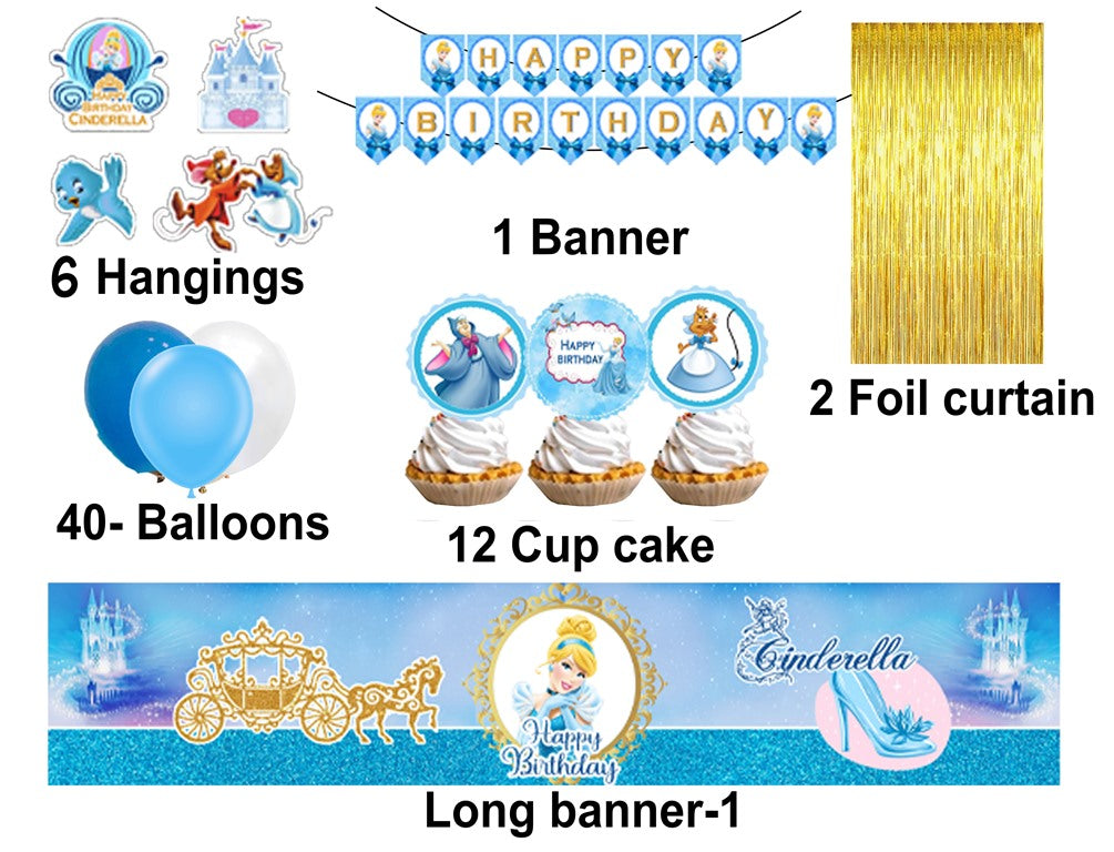 Cinderella Theme Birthday Party Decoration Kit