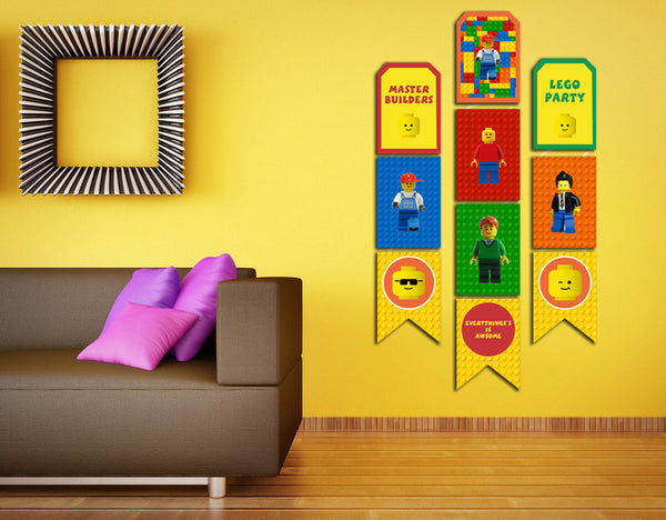 Lego theme Birthday Paper Door Banner for Wall Decoration