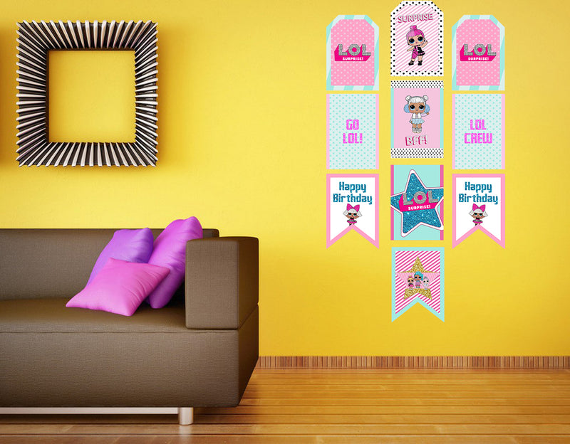 LOL Party Theme Birthday Paper Door Banner for Wall Decoration