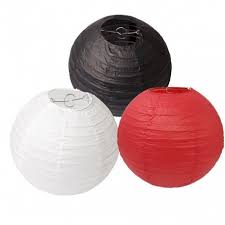 Red, Black And White Paper Lanterns -12"Inch Great For Casino Parties, Micky Mouse Birthday Parties