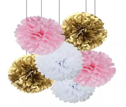 White Pink And Golden Pompom Girls Party
