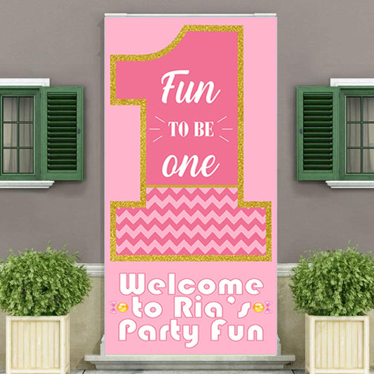 Fun Is One Customized Welcome Banner Roll up Standee (with stand)