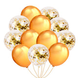 Metallic Gold Balloons And  Golden Confetti Balloon(With Ribbon)