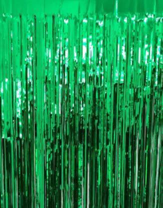 Green Metallic Tinsel Foil Fringe Curtains Party Decorations
