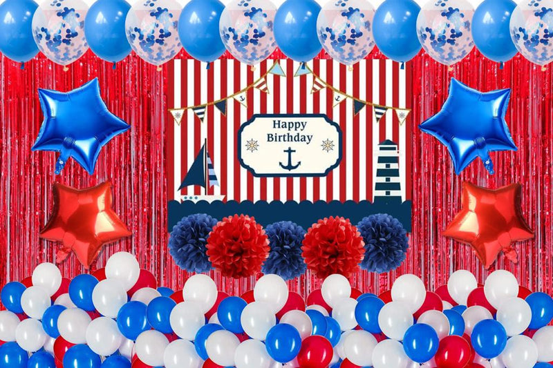 Buy Nautical Ahoy Theme Birthday Complete Party Set, Party Supplies