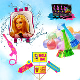Holi Party Combo-Barbie Water Gun ,Water Balloons, Gulal and Props