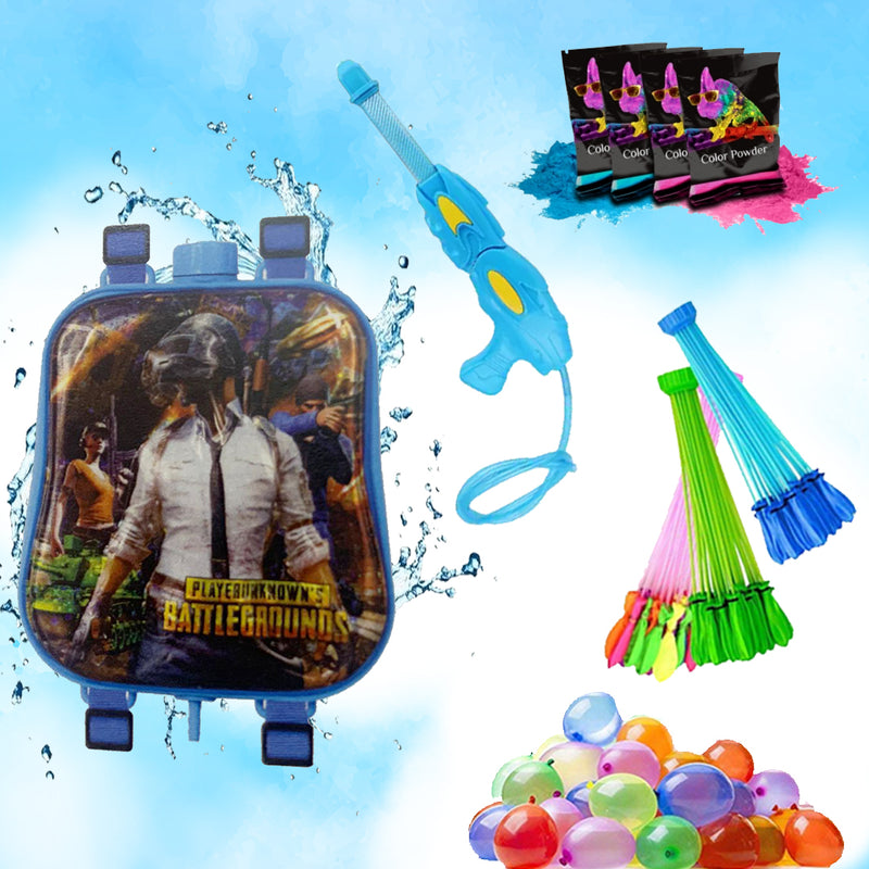 Holi Party Combo- PUBG Water Gun ,Water Balloons and Gulal