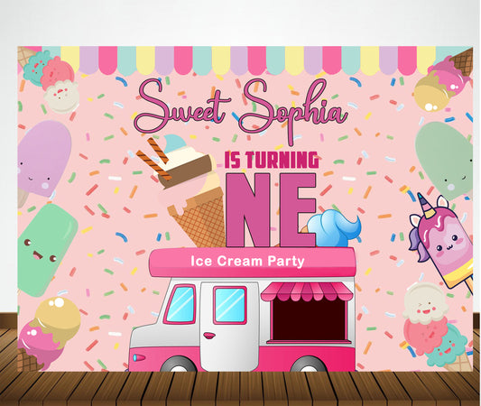 Personalize Ice Cream Backdrop Banner