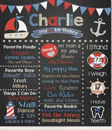 Nautical Ahoy Theme Customized Chalkboard/Milestone Board for Kids Birthday Party