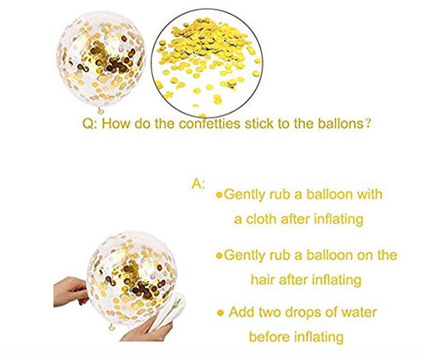 Metallic Gold Balloons And  Golden Confetti Balloon(With Ribbon)