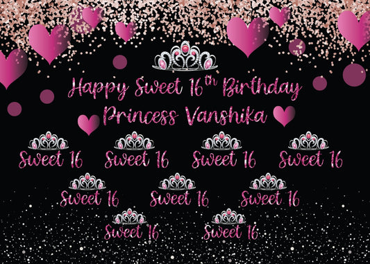 Personalize 16th Birthday Backdrop Banner