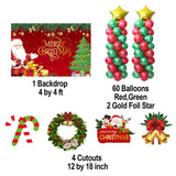 Christmas Party Decorations Kit - Backdrop, Balloons & Cutouts