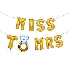 Bachelor Party Decorations - "Miss To Mrs "Letter Balloon And Ring Foil Shape Balloon