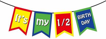 Its My 1/2 Birthday Half Birthday Banner , Bunting & Garland Photo Booth Props Decoration