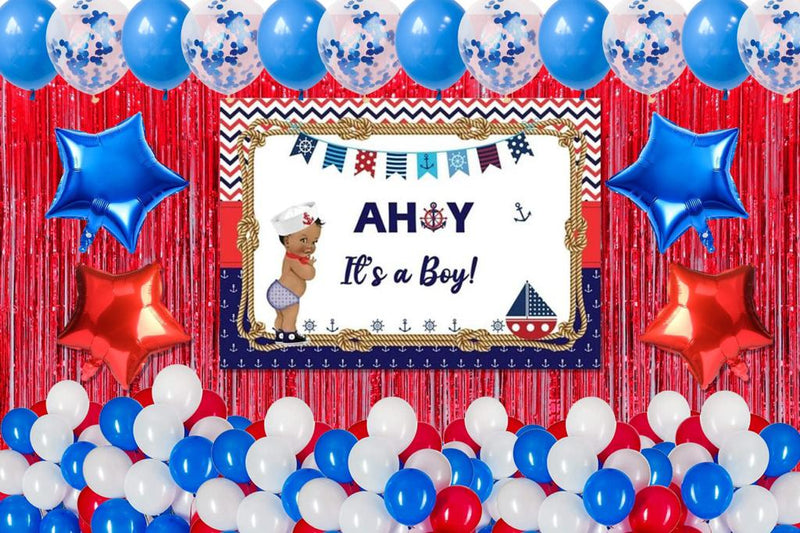 Buy Nautical Ahoy Theme Birthday Party Complete Party Set, Party Supplies
