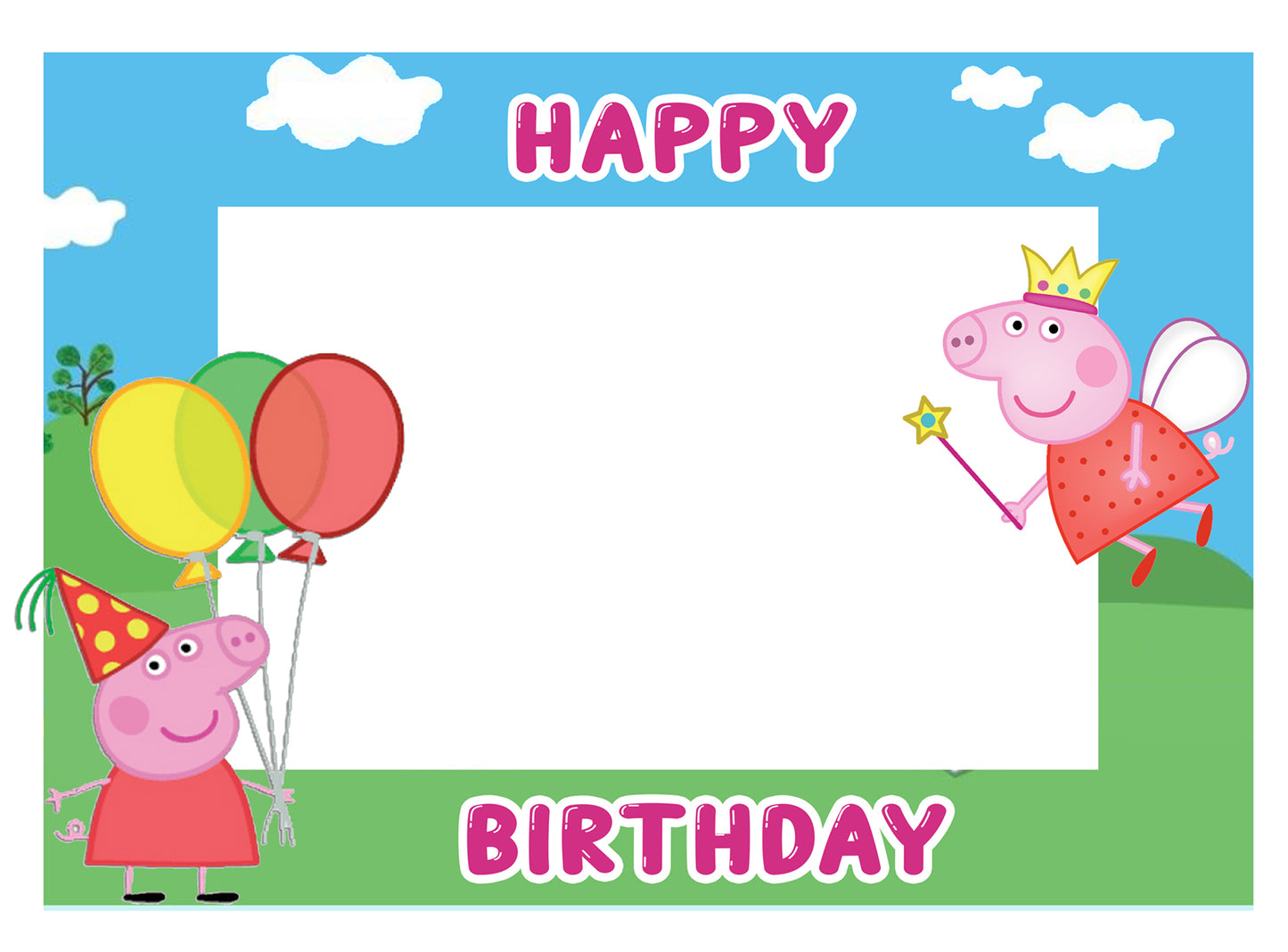 Peppa Pig Theme Birthday Party Selfie Photo Booth Frame