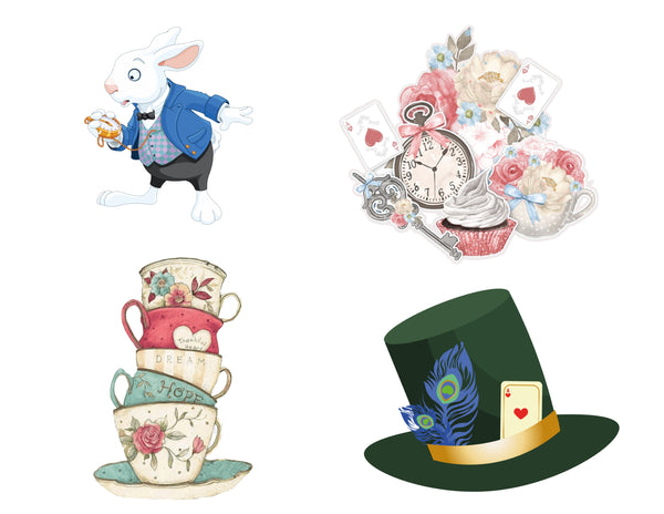 Alice Tea Party Theme Birthday Party Cutouts 