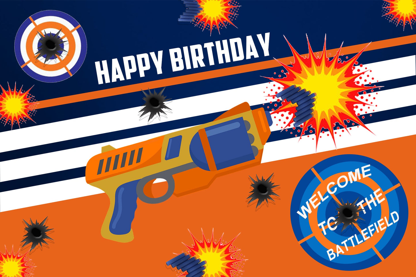 Battle Field - Birthday Party Backdrop For Photography Banner Kids Event Cake Table Decor Home Decoration