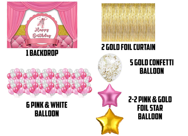 Ballerina Theme Birthday Complete Party Kit with Backdrop & Decorations