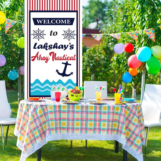 Nautical Ahoy Customized Welcome Banner Roll up Standee (with stand)