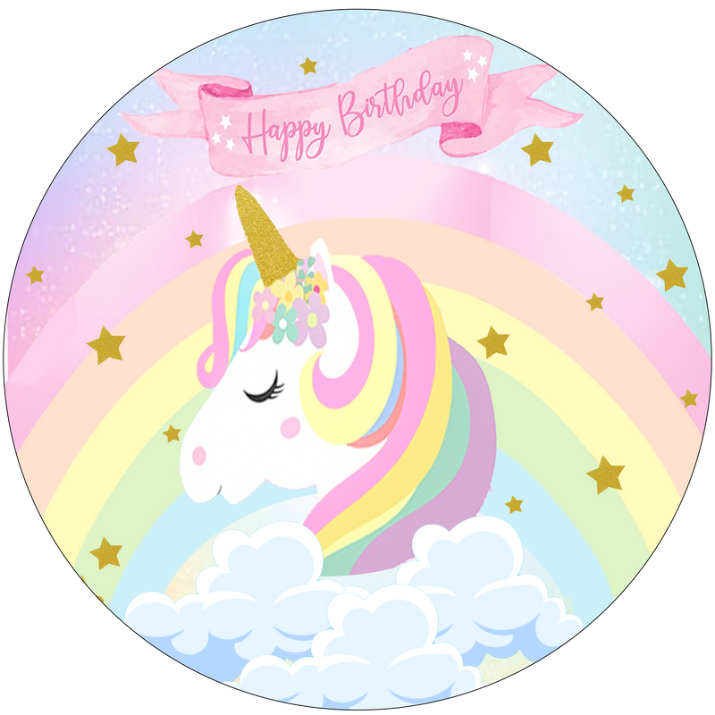 Unicorn Round Birthday Party Backdrop Cake Table  Decoration Background
