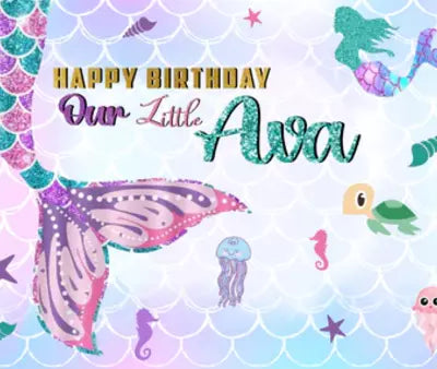 Personalize Mermaid Backdrop Banner