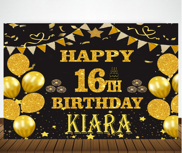 Personalize16th Birthday Party Backdrop Banner