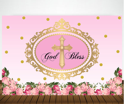 Baptism Ceremony Girl Backdrop Banner Decoration