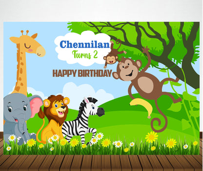 Personalize Jungle Backdrop Banner
