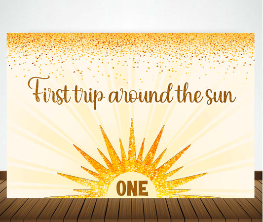 First Trip Around the Sun Theme Birthday Party Backdrop