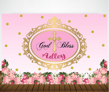 Baptism Ceremony Girl Backdrop Banner Decoration