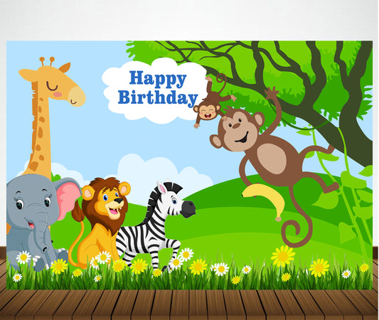 Jungle Theme Birthday Party Backdrop