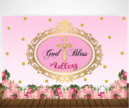Baptism Ceremony Girl Backdrop Banner Decoration