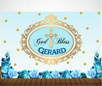 Baptism Ceremony Boy Backdrop Banner Decoration