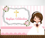 Baptism Ceremony Girl Backdrop Banner Decoration