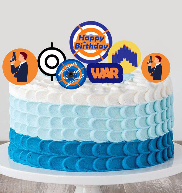 Battle Field- Cake Topper Birthday Party (Pack Of 12)