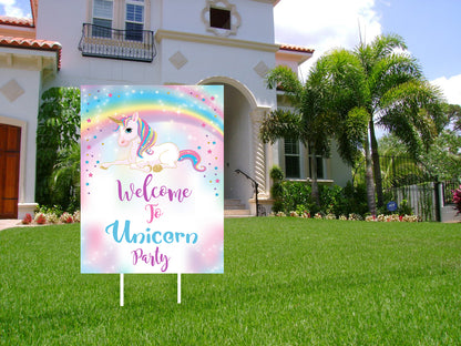 Unicorn Theme Birthday Party Welcome Board
