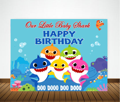 Baby Shark Theme Birthday Party Backdrop