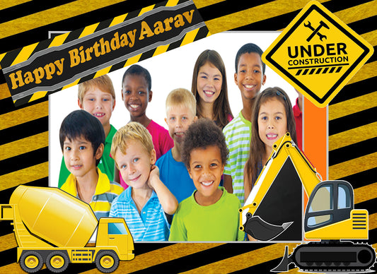 Construction Theme Birthday Party Selfie Photo Booth Frame