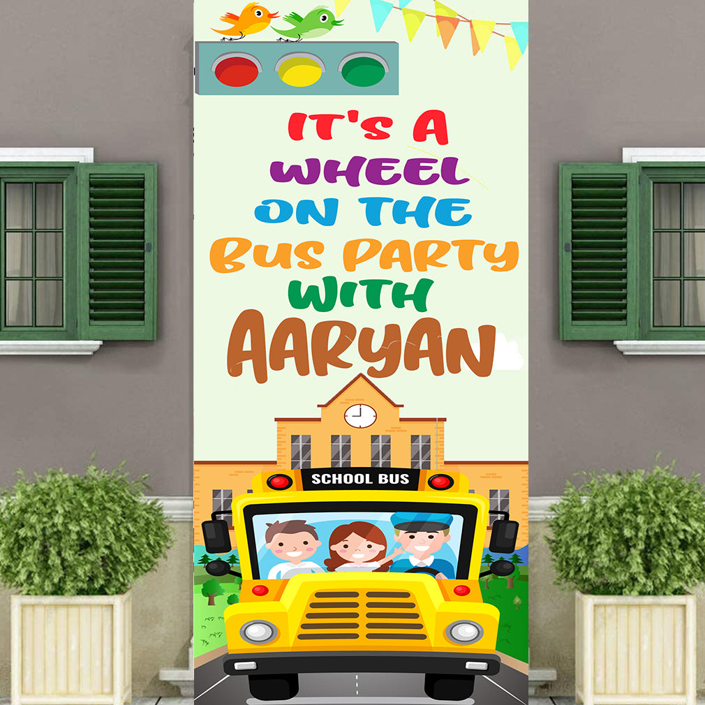 Wheels on the Bus Welcome Banner Roll up Standee (with stand)